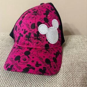 Disney Mickey Mouse Pink‎ Baseball Hat Cap Adjustable Rhinestones Youth Cap